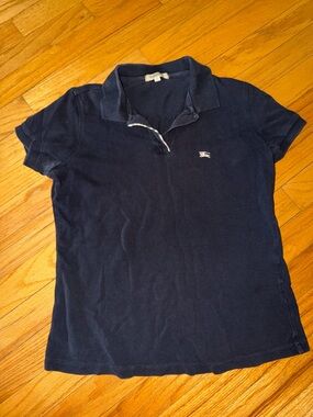 Burberry Navy Polo with Small Embroidered Logo